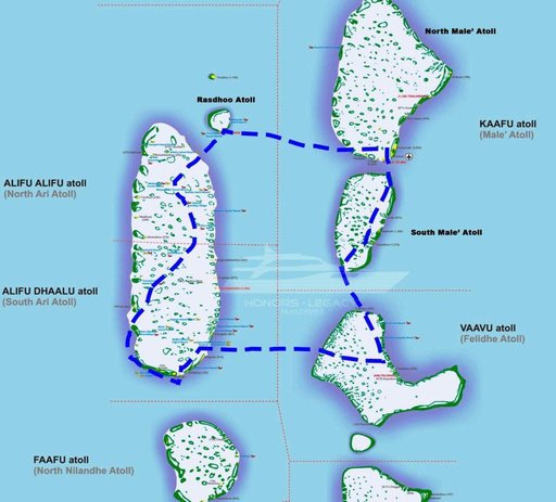 Mapa de la ruta 4 Atolones